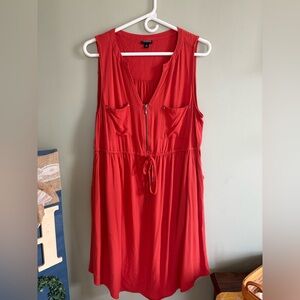 Torrid Orange Sleeveless Zip-Front Drawstring Dress